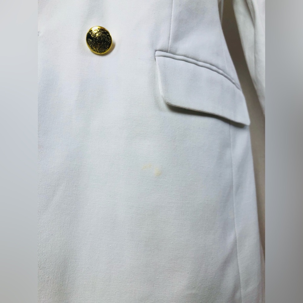 Banana Republic Blazer 12 White Double Breasted Gold Button Career Cotton Jacket - Picture 5 of 16